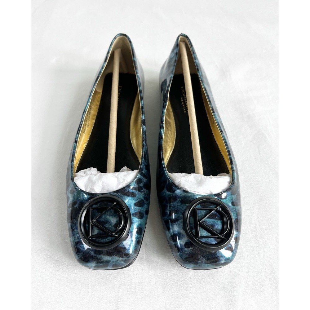 Donna Karan Kylee Ballet Flats Womens Size 6M Blue Ocelot Animal Print New